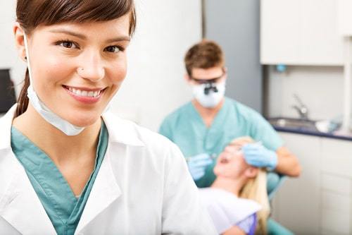 hygienist in foreground